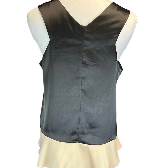 Pleione Vneck Black Satin Tank with Champagne Ruffle - Picture 6 of 6